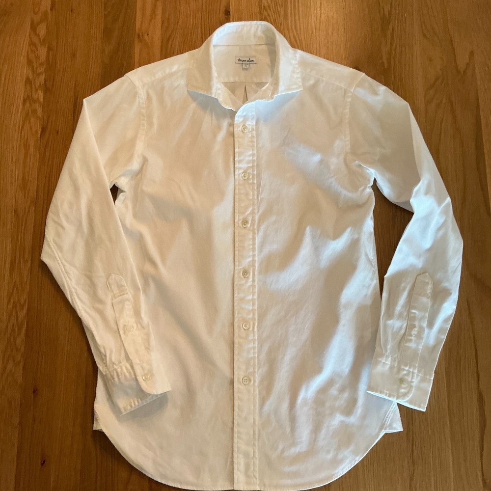 Steven Alan Shirt Mens XS White Button Down Made Minimal Designer Long Sleeve‎